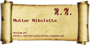 Mutter Nikoletta névjegykártya